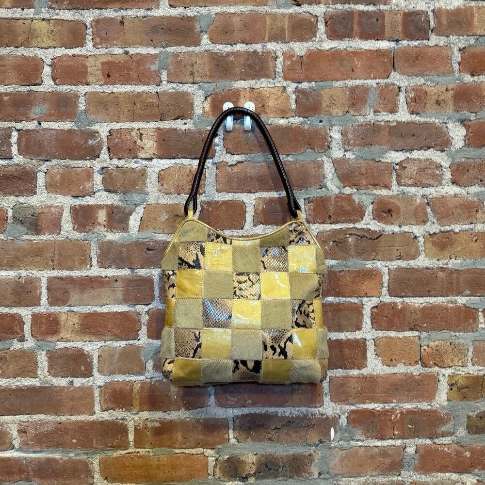 Vintage Rob Ferrence Gold & Snake-Print Patchwork Bag, NWOT
